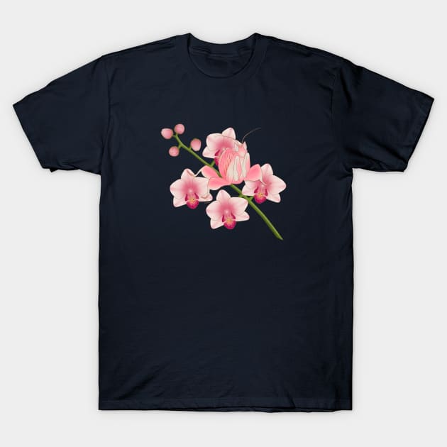 Orchid Mantis, Beautiful Praying Mantis and Orchids T-Shirt by anacecilia